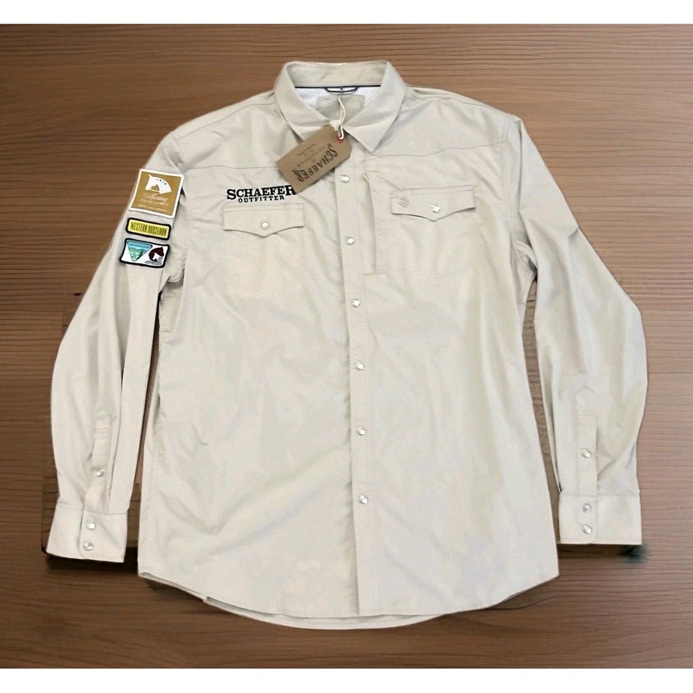 Schaefer Outfitter Men's XL Rangetek Western Guide Snap Cowboy Shirt Horse Patch